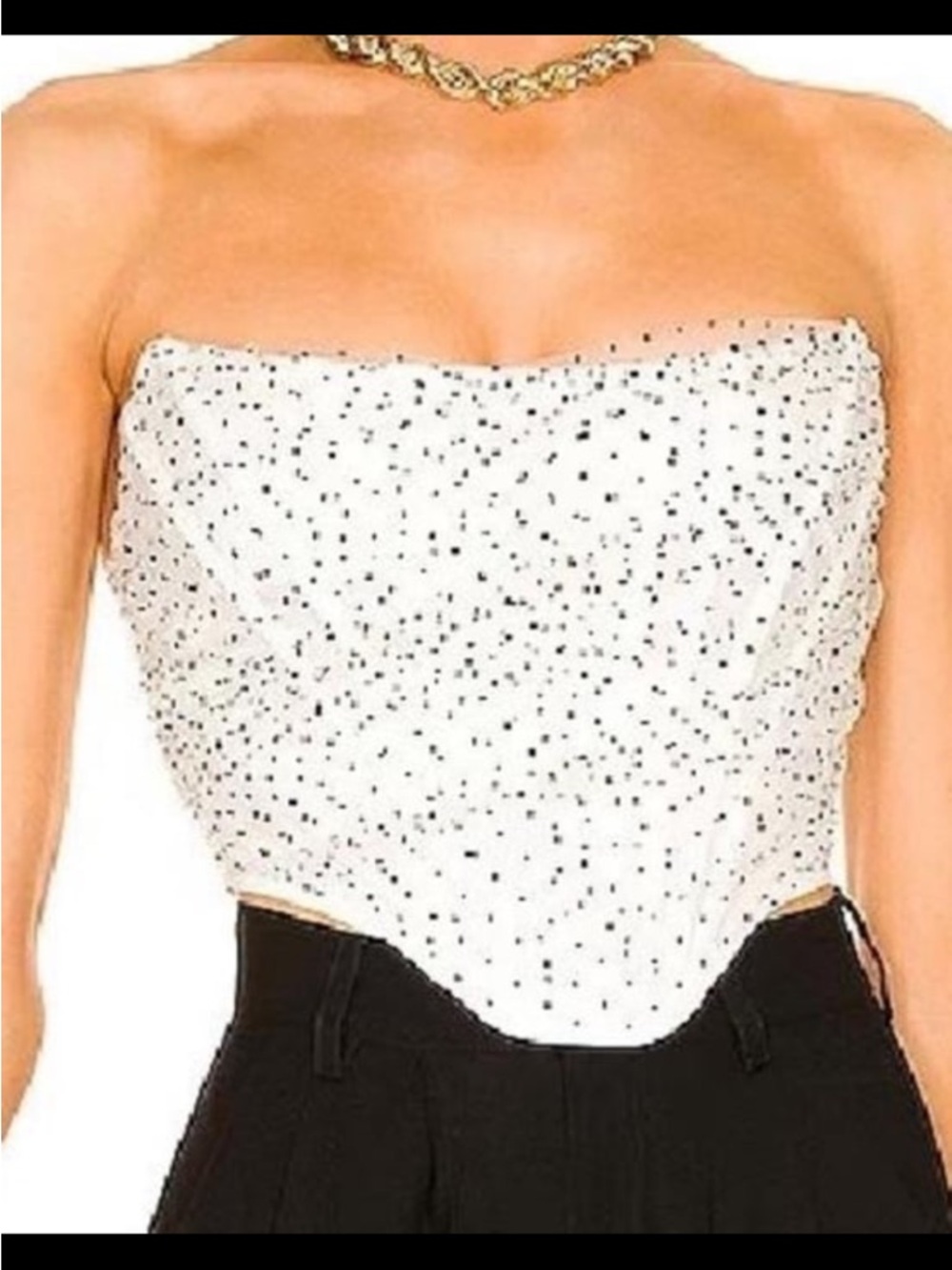 AKIRA White Strapless Rhinestone-Embellished Camisole